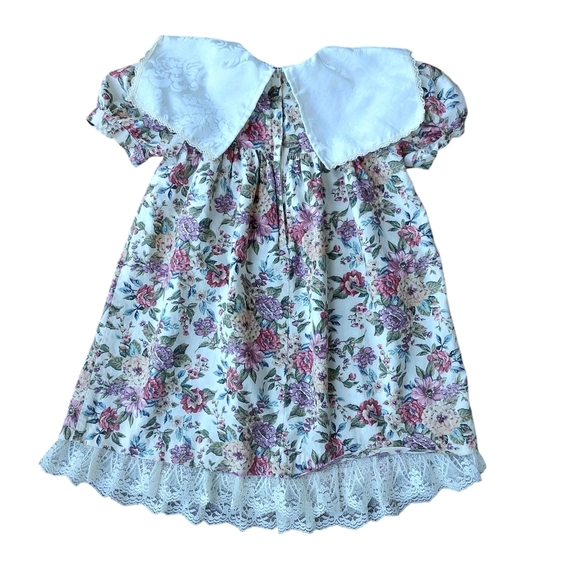 Vintage Gunne Sax Victorian Style Floral Dress with Lace Trim - Picture 2 of 6